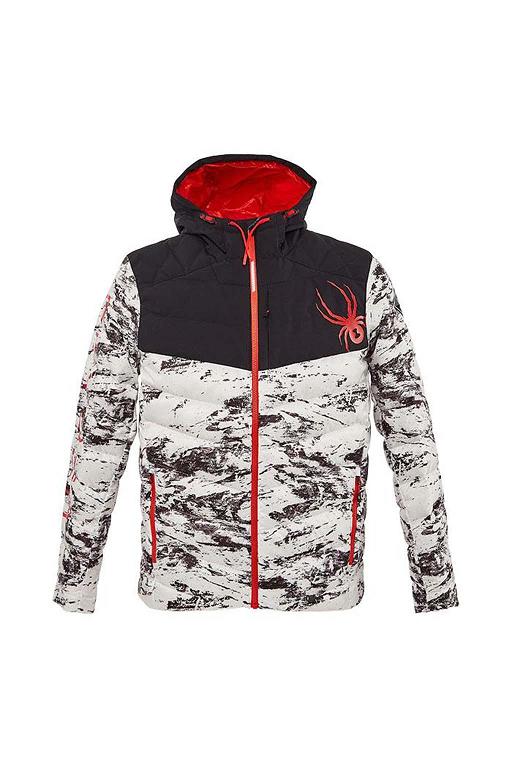 Chamarra Spyder Timeless Hoodie Le Down Granito Blancos Para Hombre Mexico MX95238